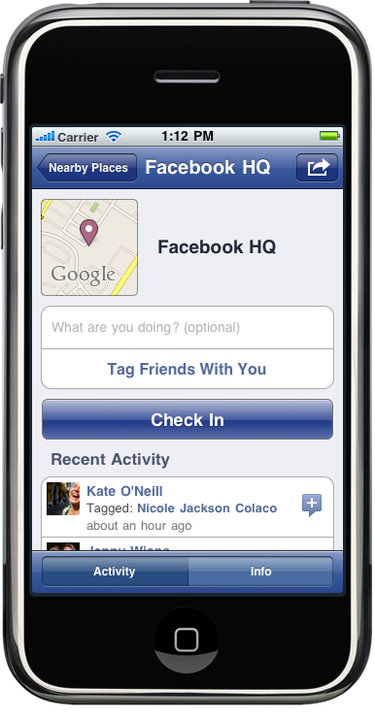 Facebook Places - iPhone