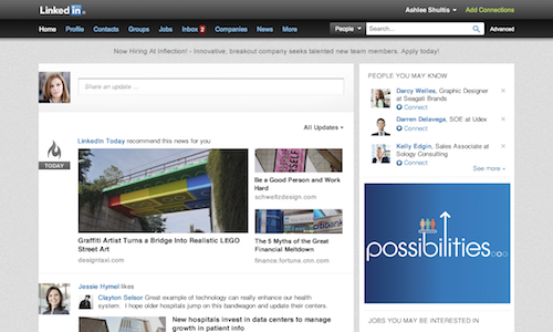 LinkedIn homepage design