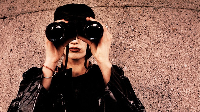 woman with binoculars