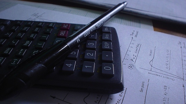 calculator and pen